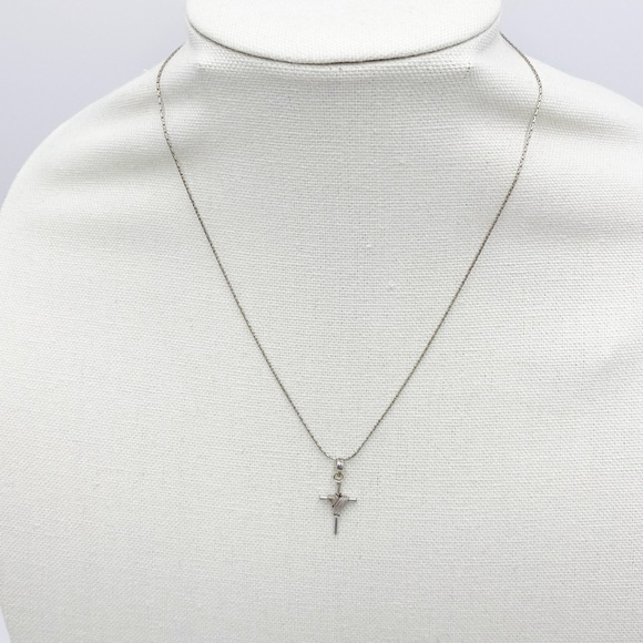 Vintage Sterling Silver 925 Rope Cross Necklace - Picture 4 of 8